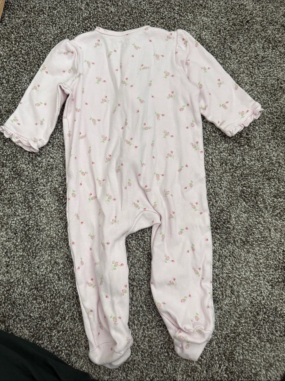 Little Me Light Pink Floral Ruffle Footed One-Piece